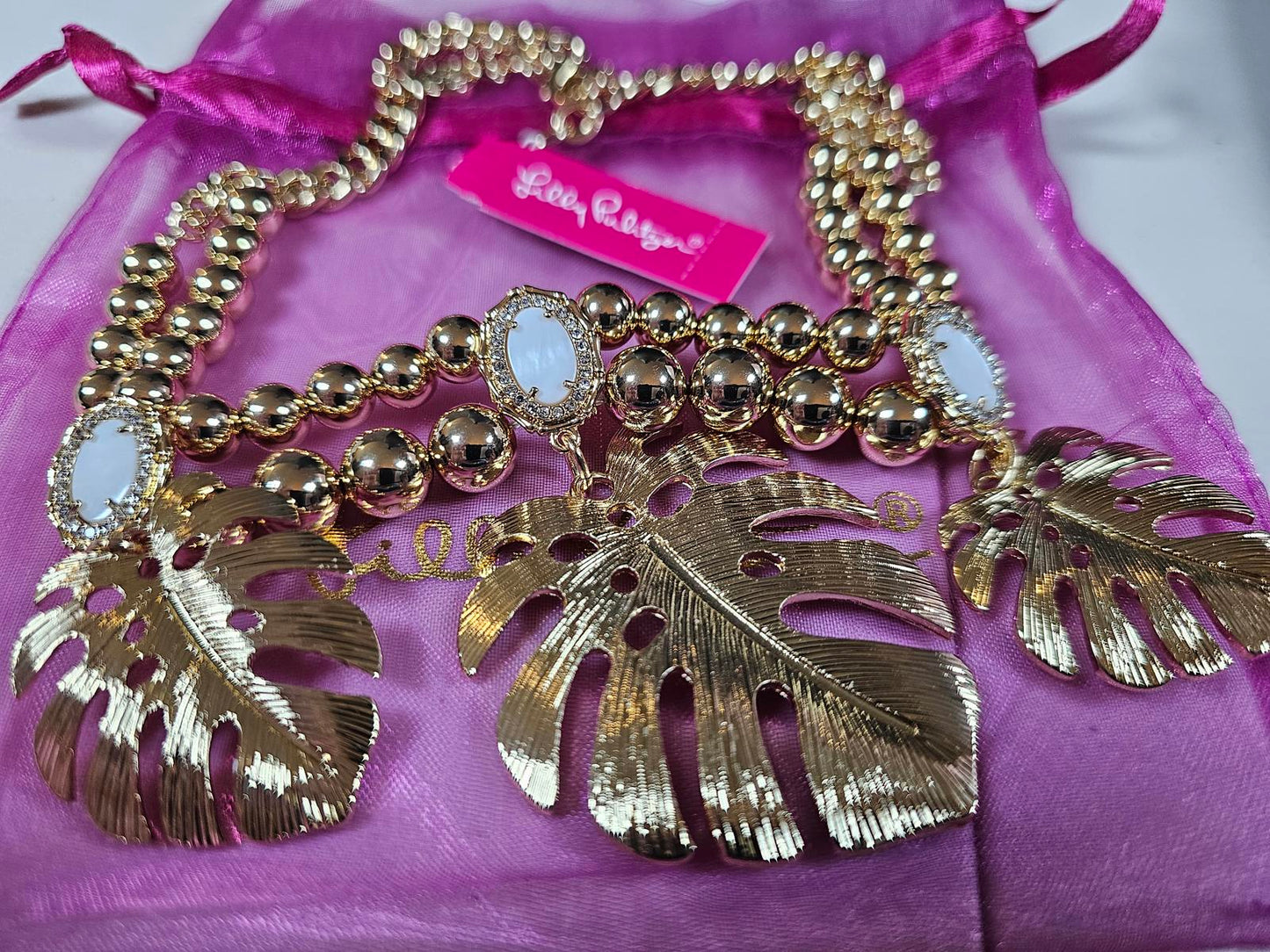 Lily Pulitzer Statement Necklace with Leaf Accents