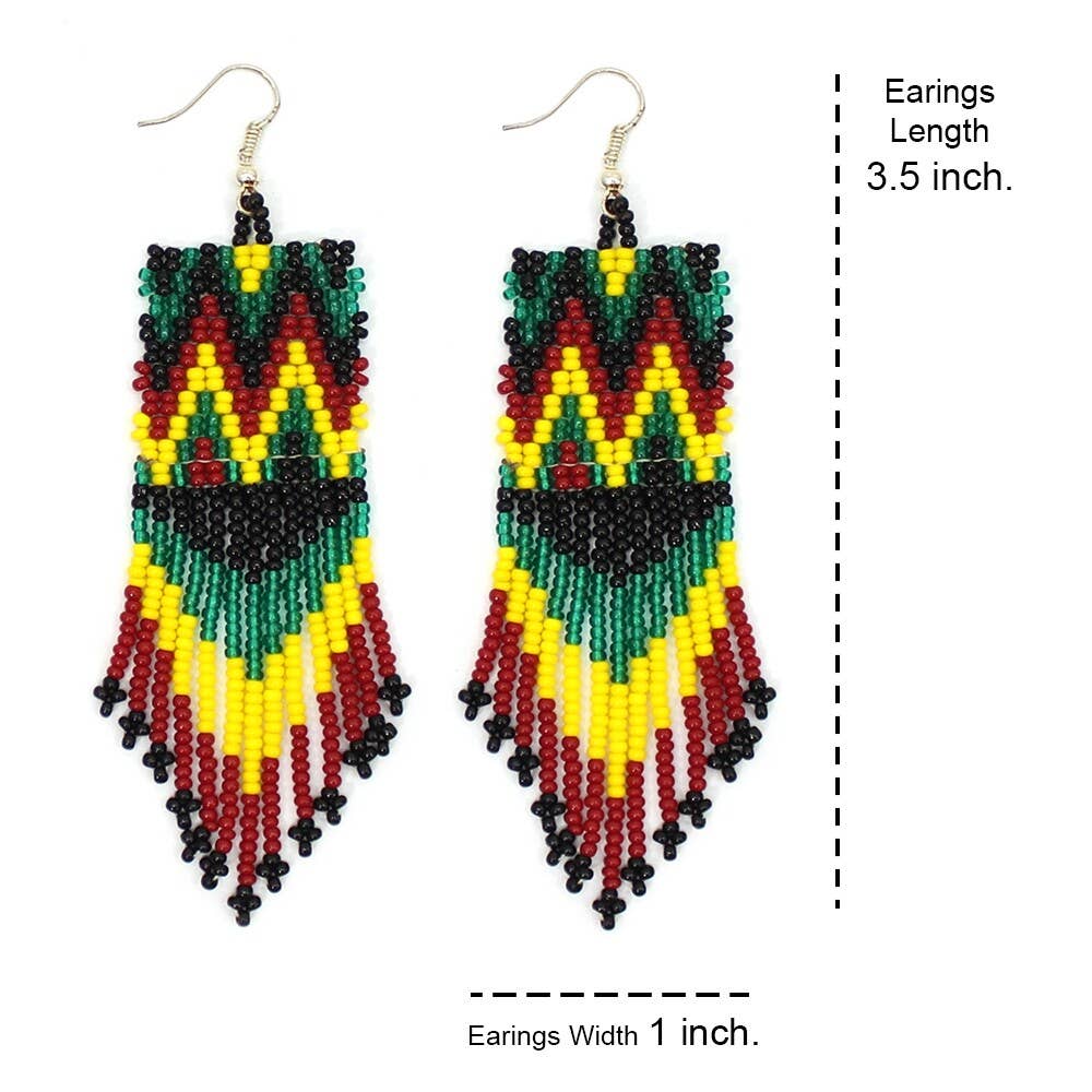 BEADS CORNER - Handmade Beaded Multicolored Seed Bead Native Style Earrings