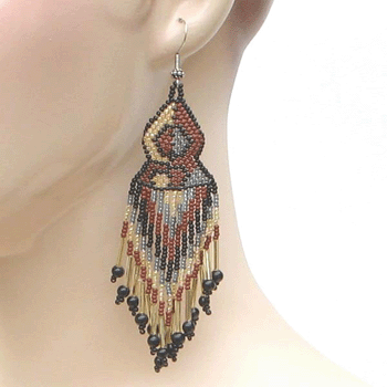 Handmade Beaded Brown Seed Bead Earrings