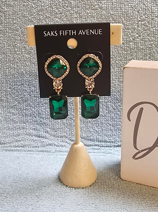 Saks Fifth Avenue Green Crystal Earrings