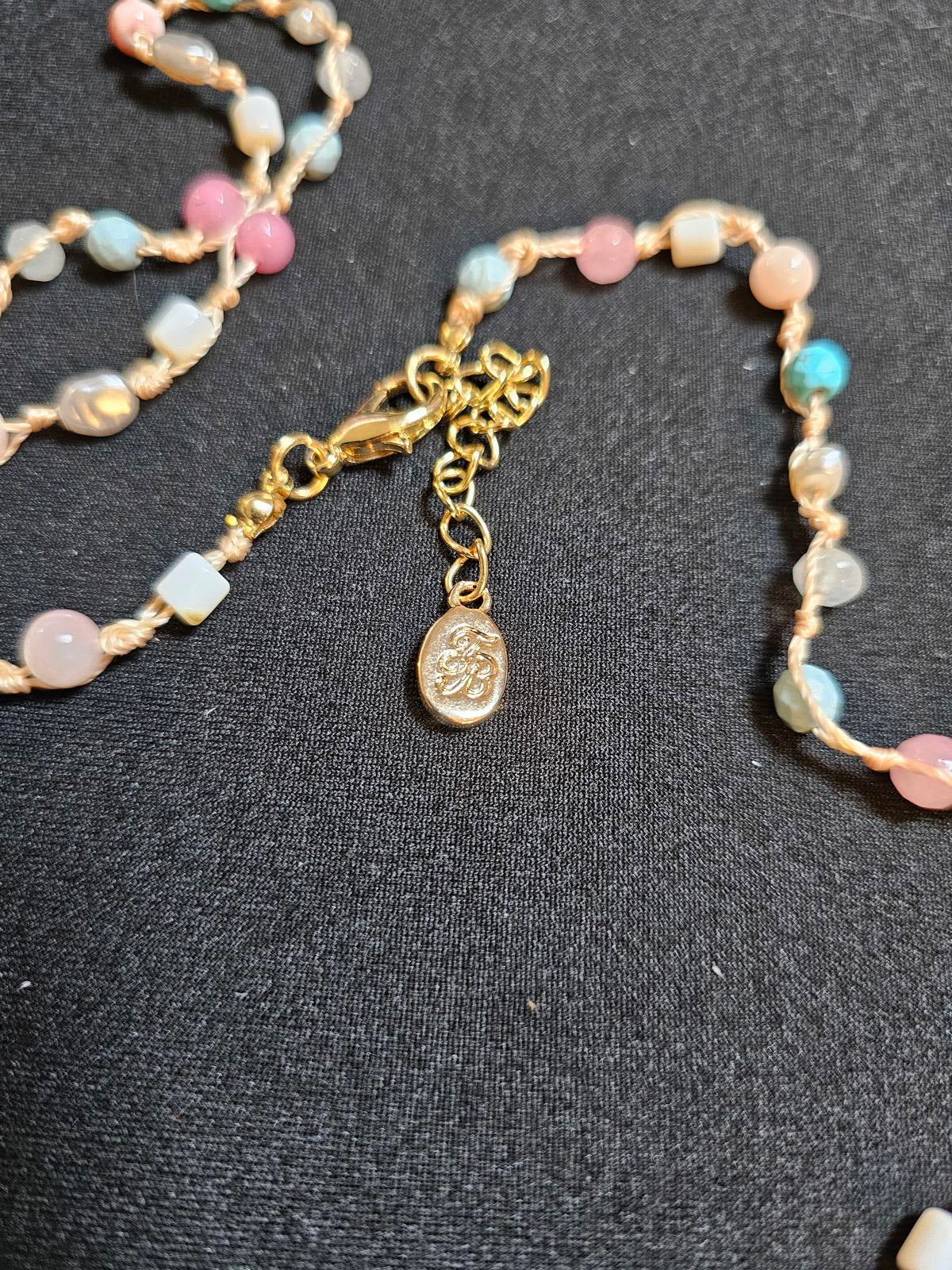 Gold Starfish Pendant Necklace with Colorful Beads