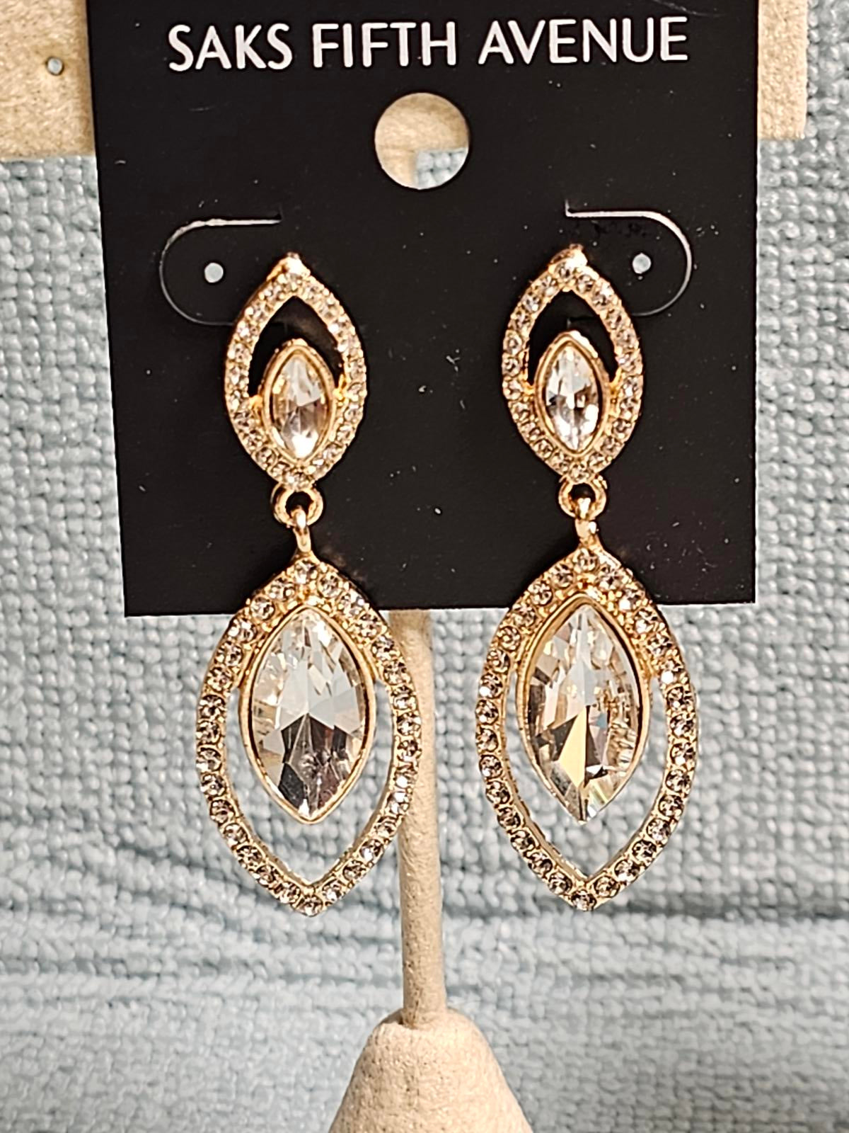 Saks Fifth Avenue Elegant Crystal Drop Earrings