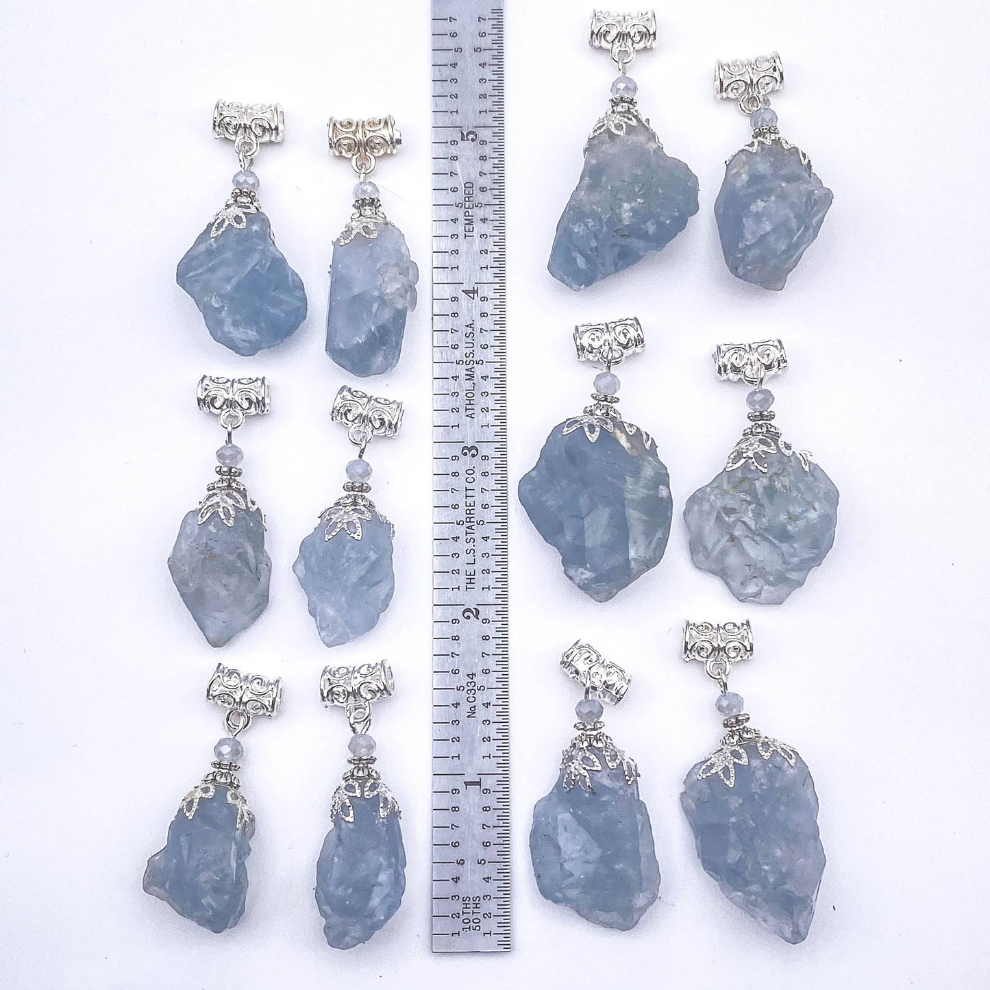 Raw Celestite Pendant, Angelic Communication Healing Energy