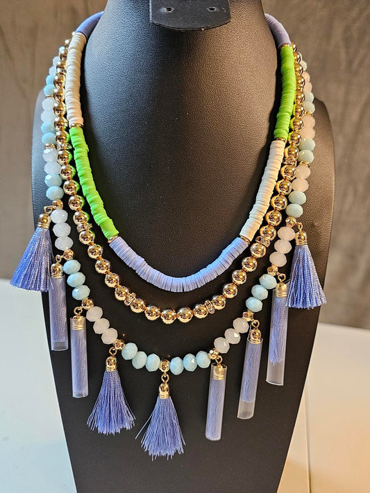 Lilly Pulitzer Colorful Layered Necklace with Tassels