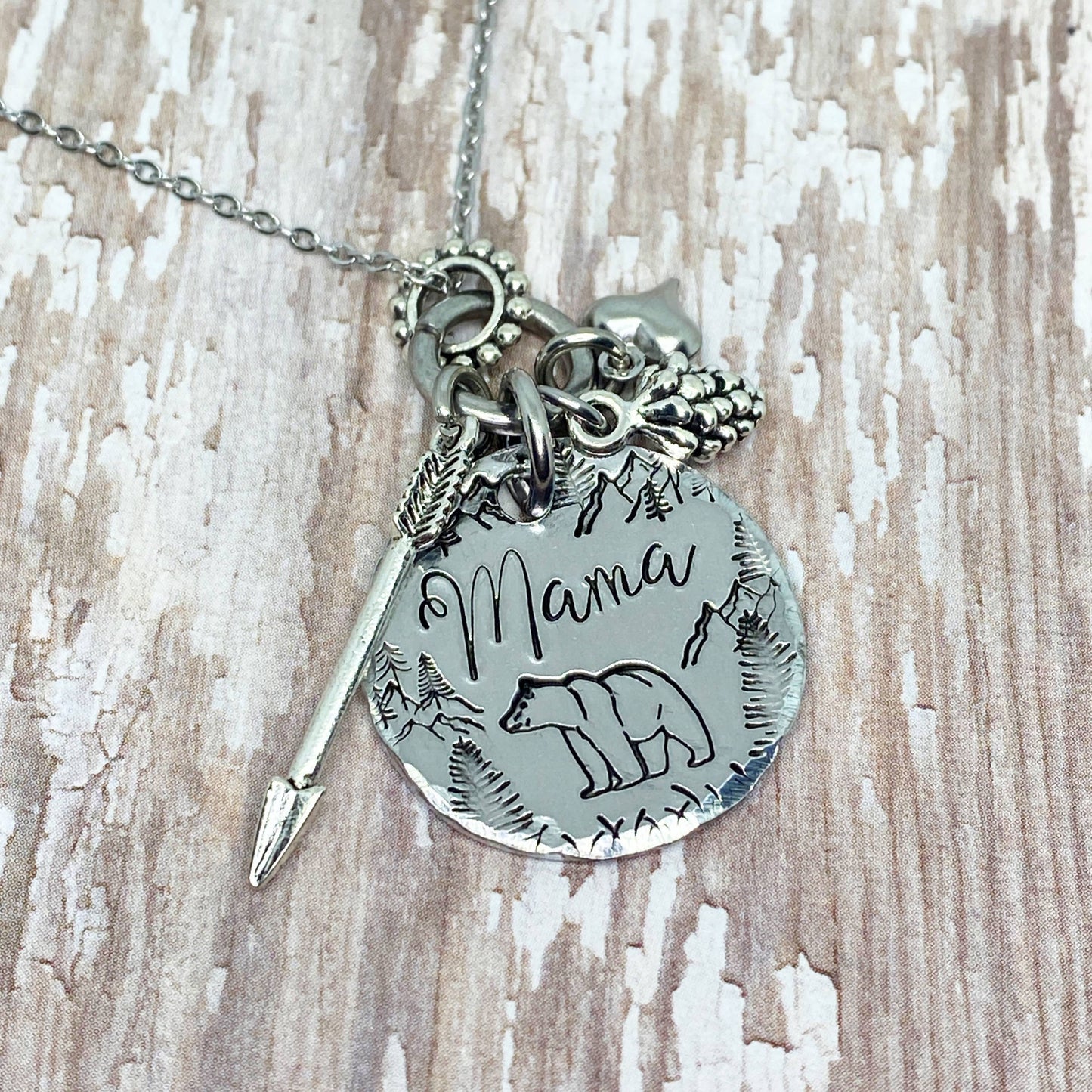 Mama Bear Hand-stamped Necklace