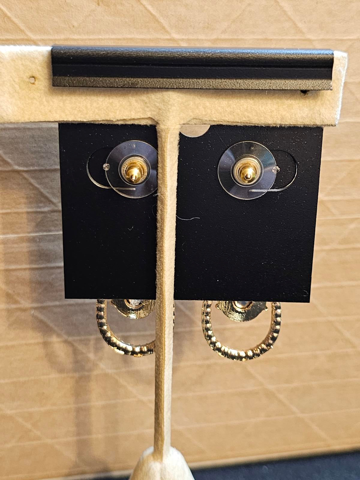 Saks Fifth Avenue Red Teardrop Earrings with Diamond Accents