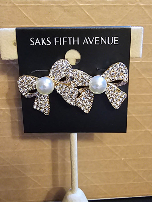 Elegant Crystal Bow Earrings from Saks Fifth Avenue