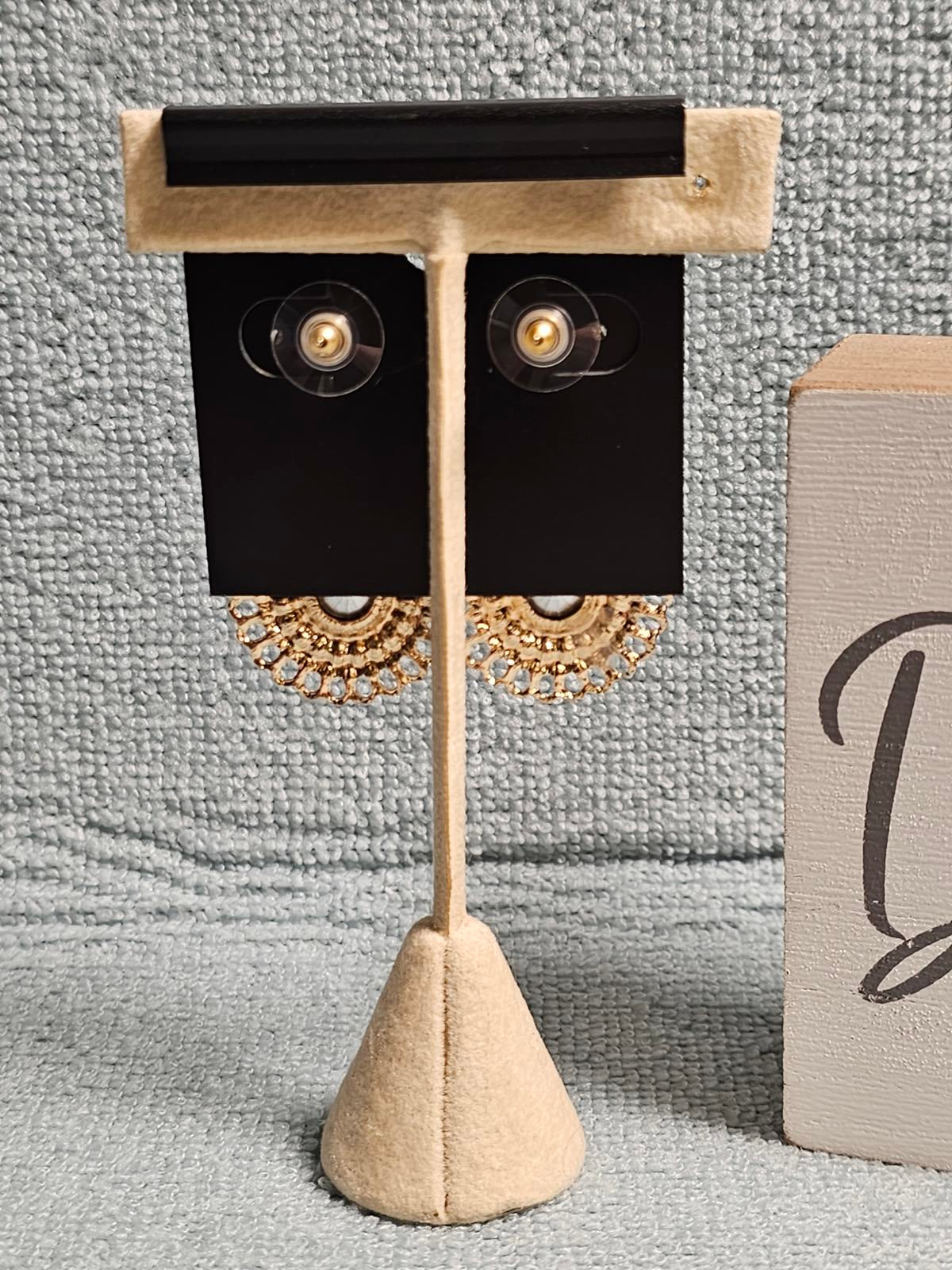Shimmering Gold Crystal Earrings by Saks Fifth Avenue