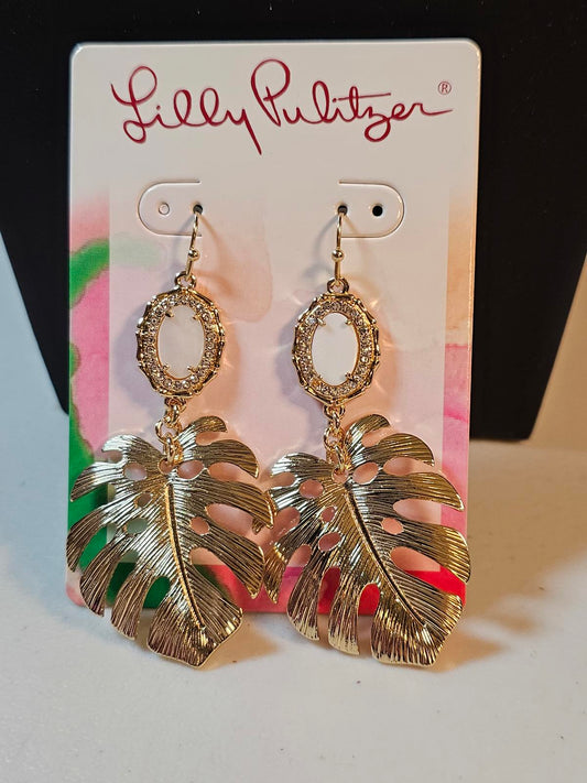 Lilly Pulitzer Gold Monstera Leaf Earrings