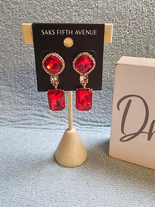 Saks Fifth Avenue Stunning Red Earrings