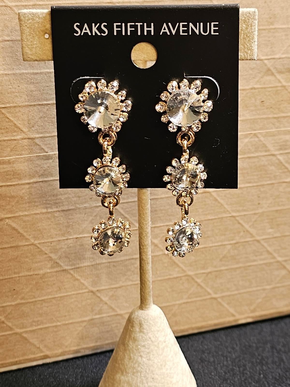 Saks Fifth Avenue Elegant Crystal Drop Earrings
