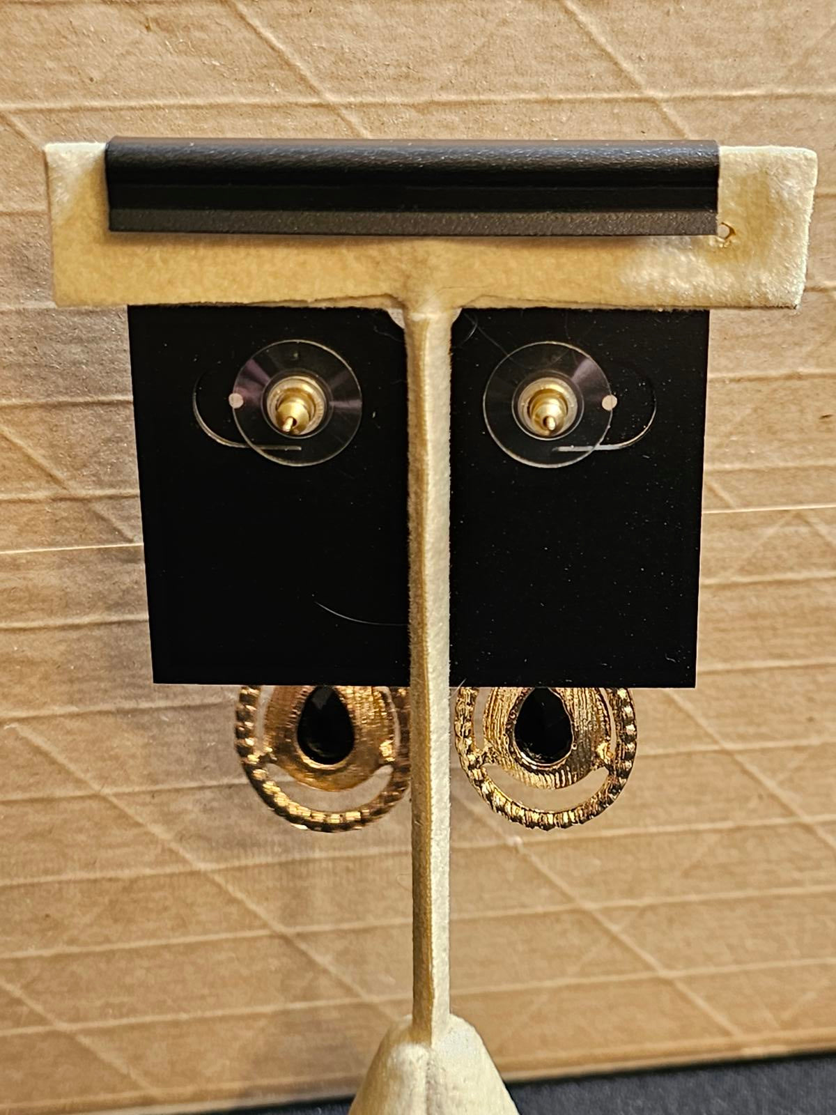 Saks Fifth Avenue Elegant Black Gemstone Earrings