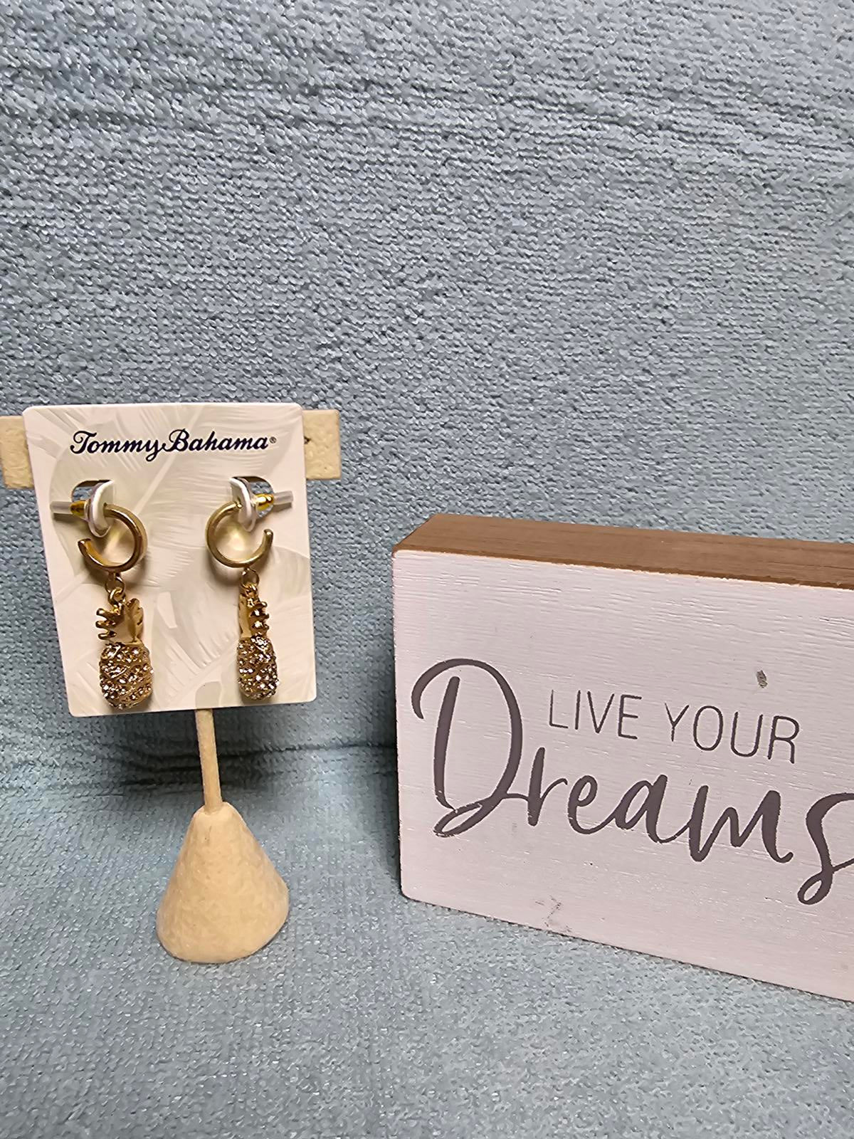 Tommy Bahama Pineapple Charm Hoop Earrings
