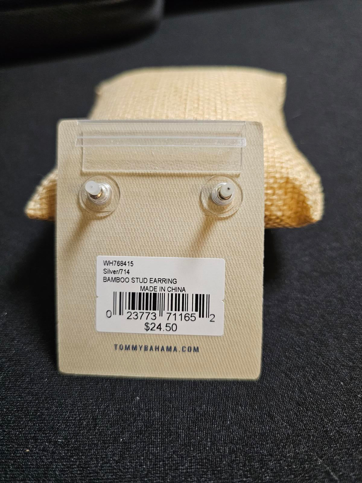 Tommy Bahama Bamboo Stud Earrings - Elegant Silver Design