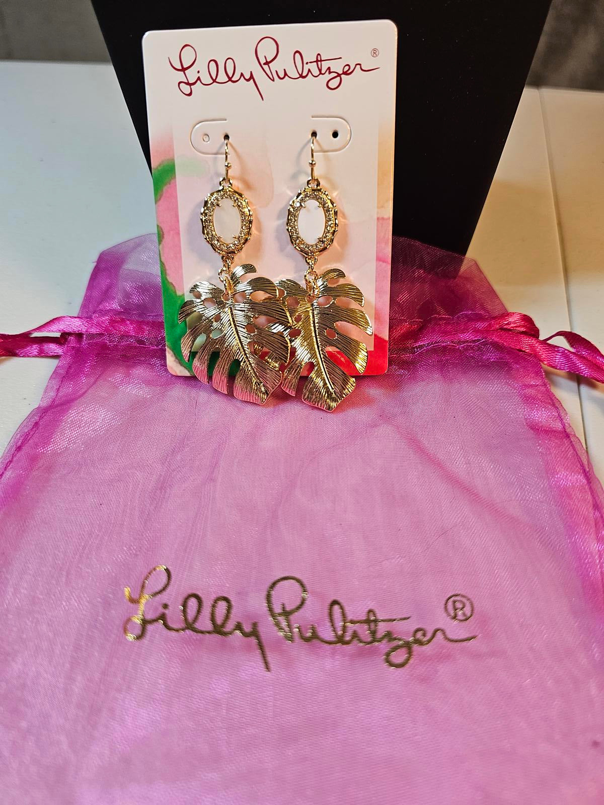 Lilly Pulitzer Gold Monstera Leaf Earrings