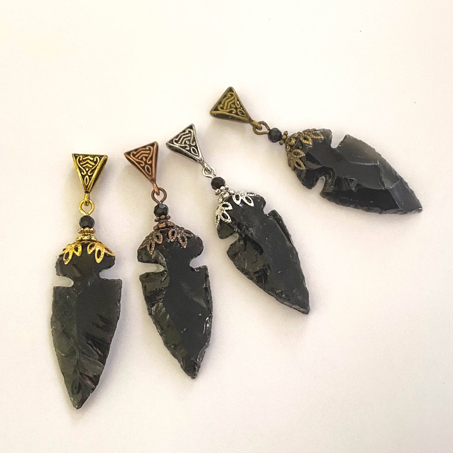 Black Obsidian Arrowhead Necklace, Manifestation, Courage