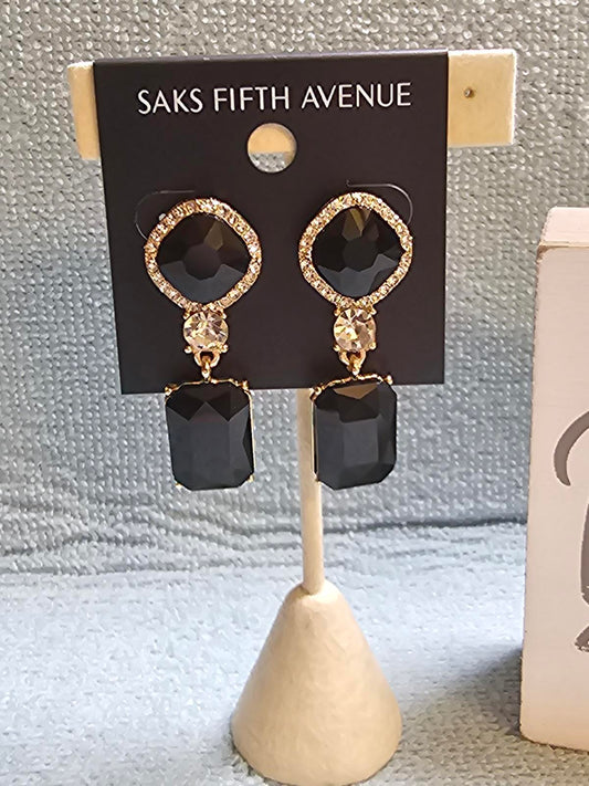 Elegant Black Drop Earrings by Saks Fifth Avenue