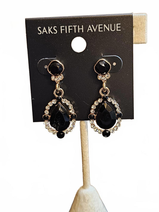 Saks Fifth Avenue Elegant Black Drop Earrings