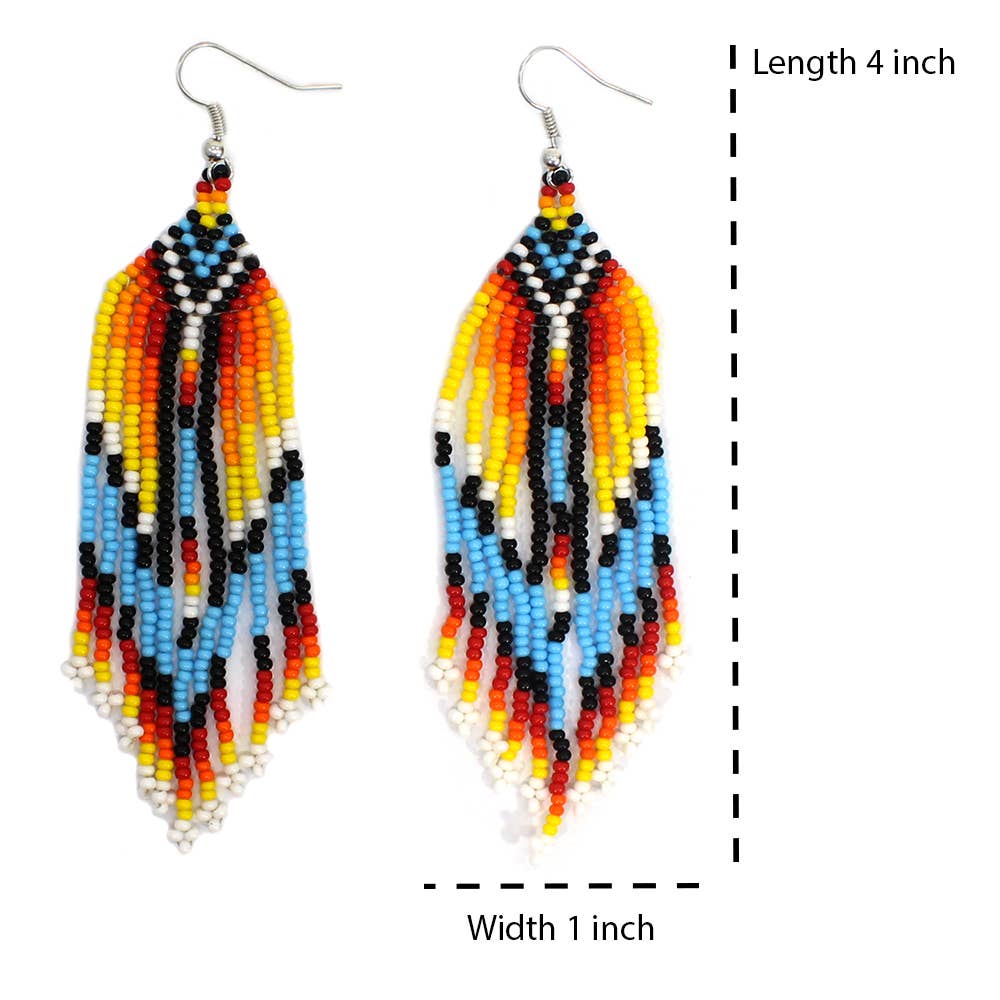 BEADS CORNER - Handmade Beaded Native Style Multi-Color Hook Earrings