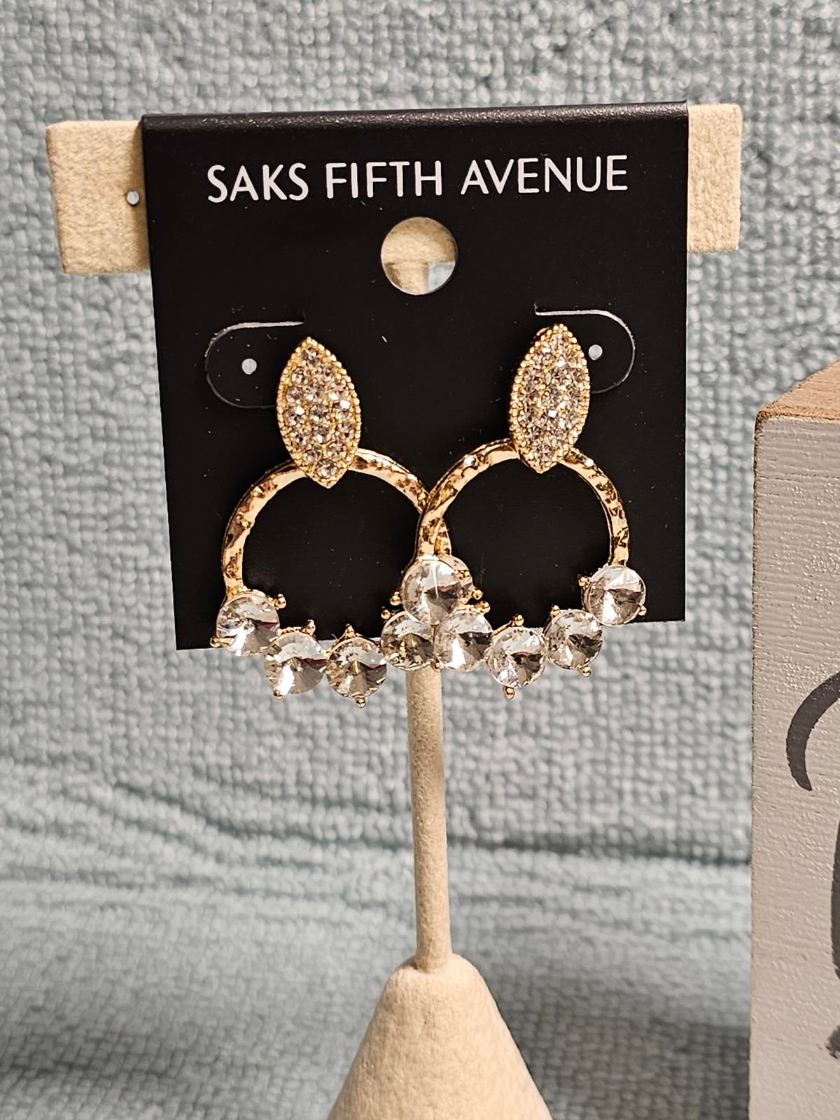 Elegant Saks Fifth Avenue Crystal Hoop Earrings