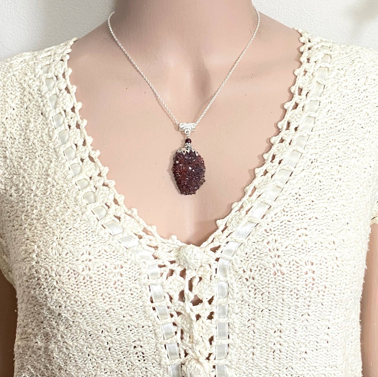 Auralite 23 Pendant, Cluster Healing Energy Necklace, Rare