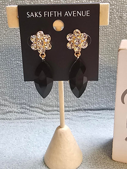 Elegant Black Drop Earrings by Saks Fifth Avenue