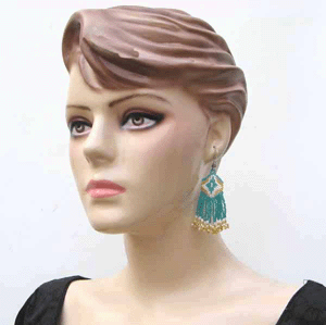 Teal and Gold Beaded Earrings