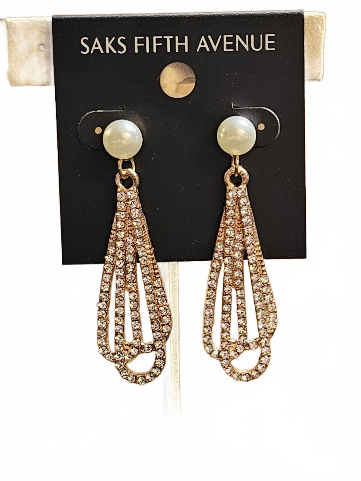 Elegant Saks Fifth Avenue Crystal Drop Earrings