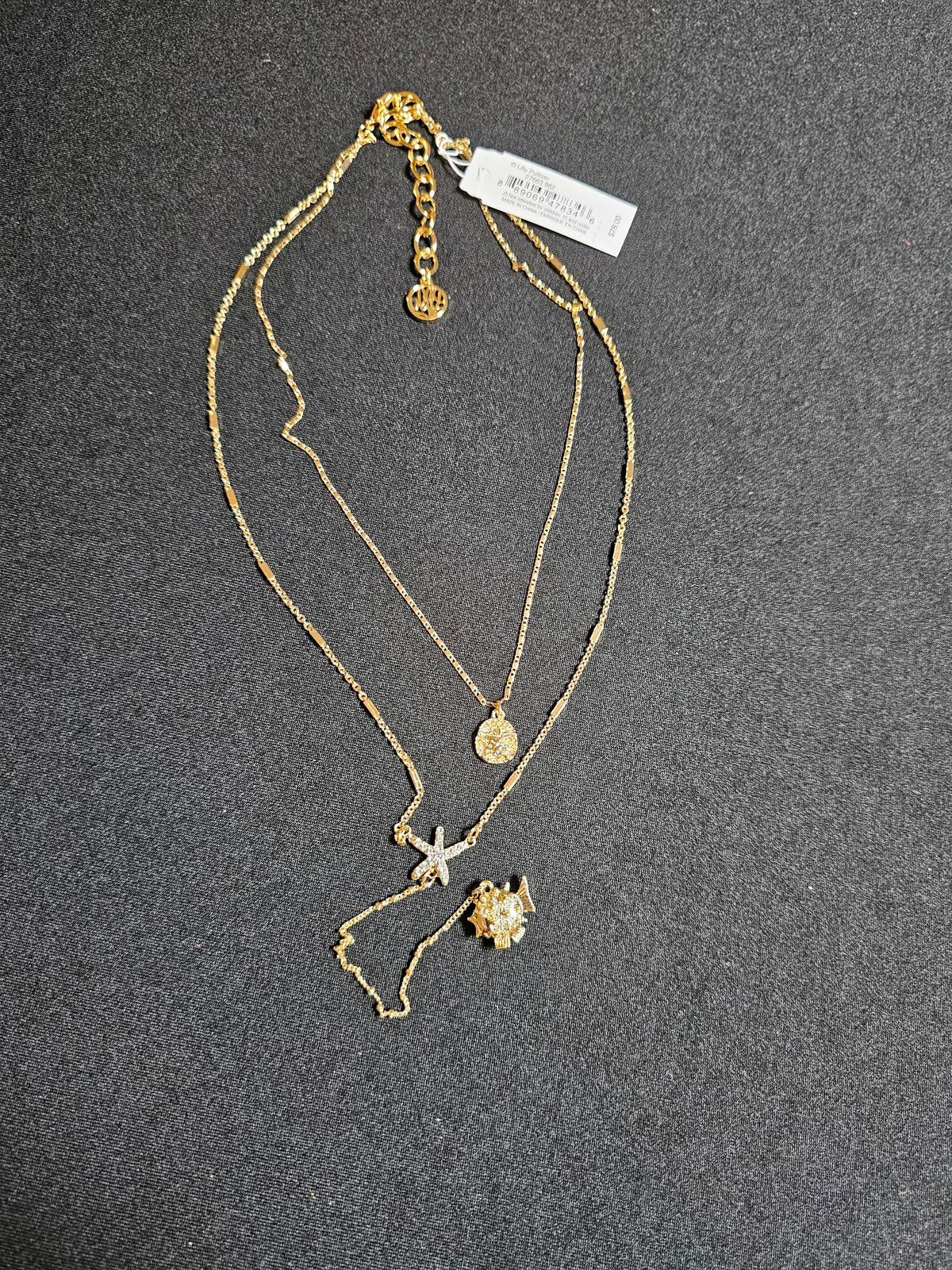 Lilly Pulitzer Gold Layered Necklace with Fish Pendant
