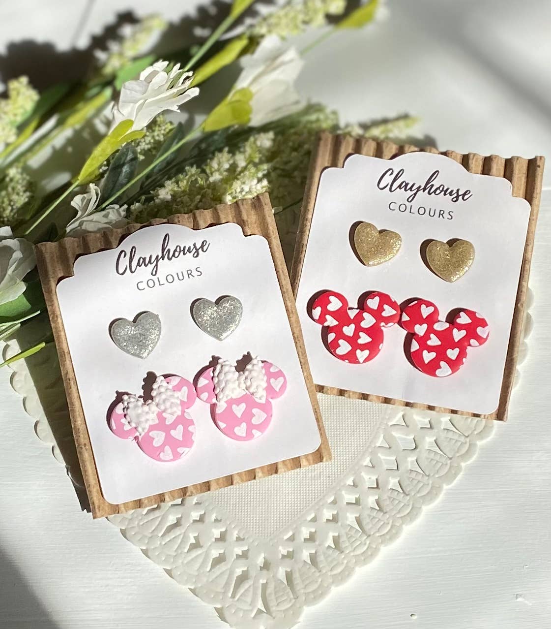 Heart Mouse Clay Earrings