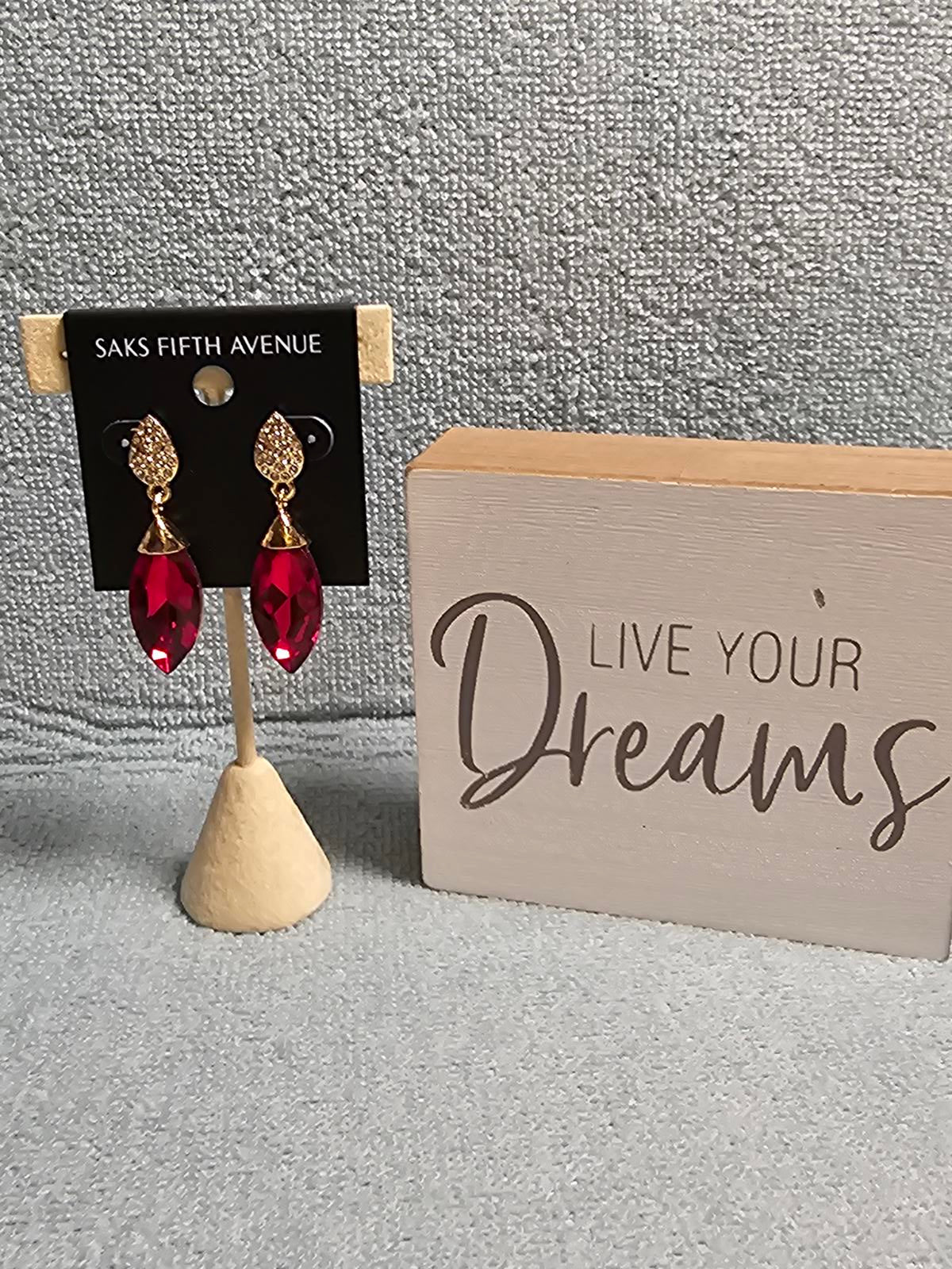 Saks Fifth Avenue Red Crystal Drop Earrings