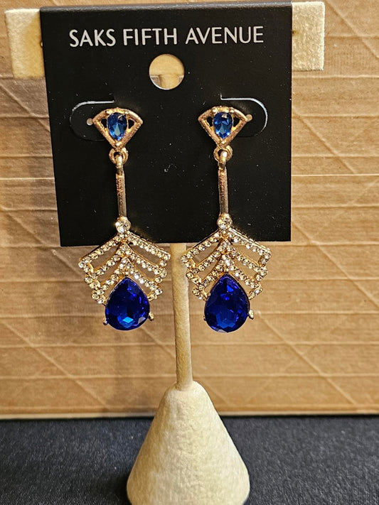 Elegant Blue Teardrop Earrings by Saks Fifth Avenue