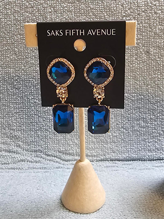 Saks Fifth Avenue Bold Blue Crystal Earrings