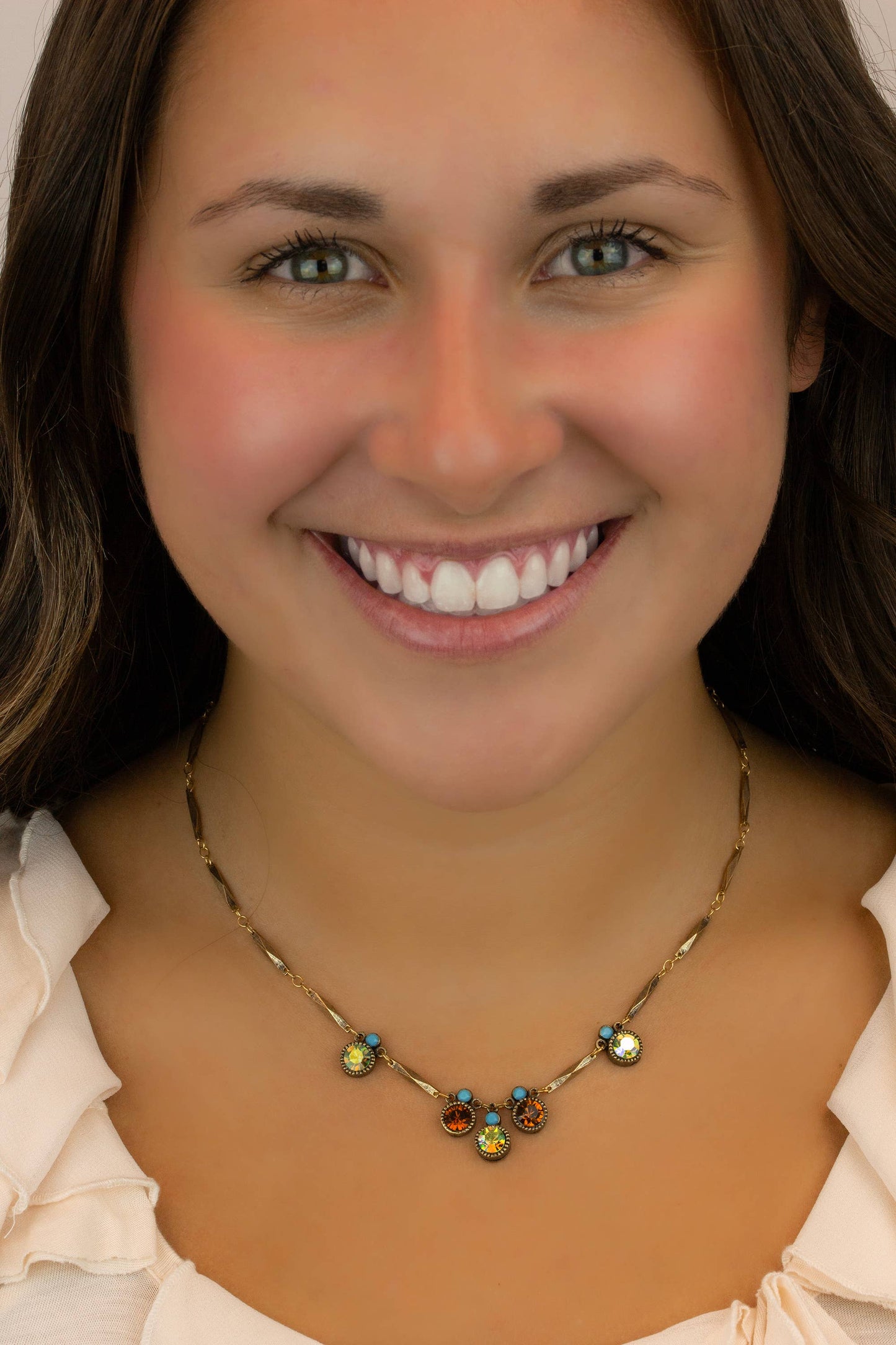 Enchanted Garden Multicolored Peridot Crystal Necklace