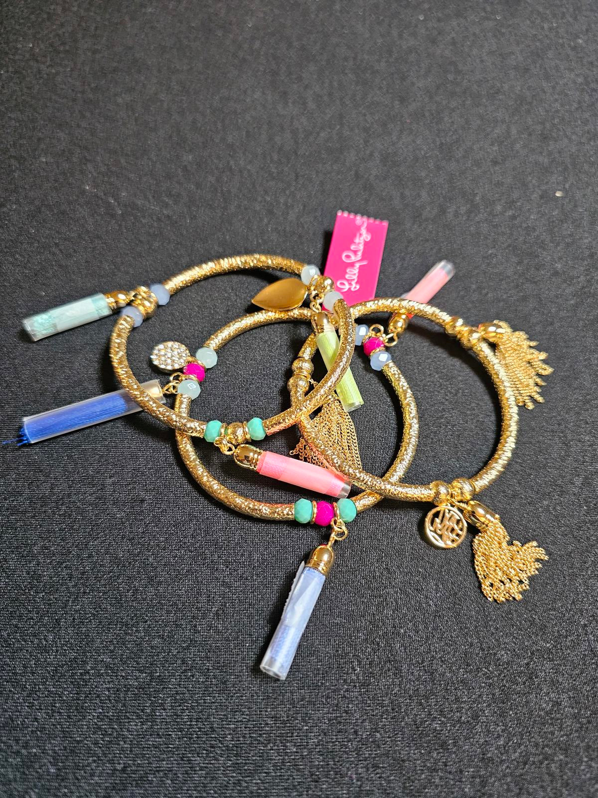 Colorful Lilly Pulitzer Stackable Bracelets Set with Charms