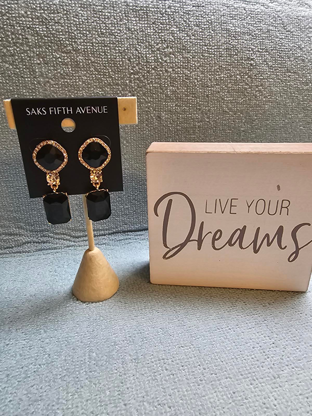 Elegant Black Drop Earrings by Saks Fifth Avenue