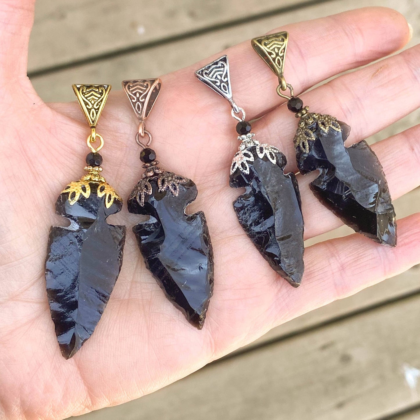 Black Obsidian Arrowhead Necklace, Manifestation, Courage