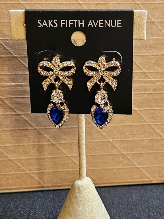 Elegant Blue and Crystal Earrings - Saks Fifth Avenue