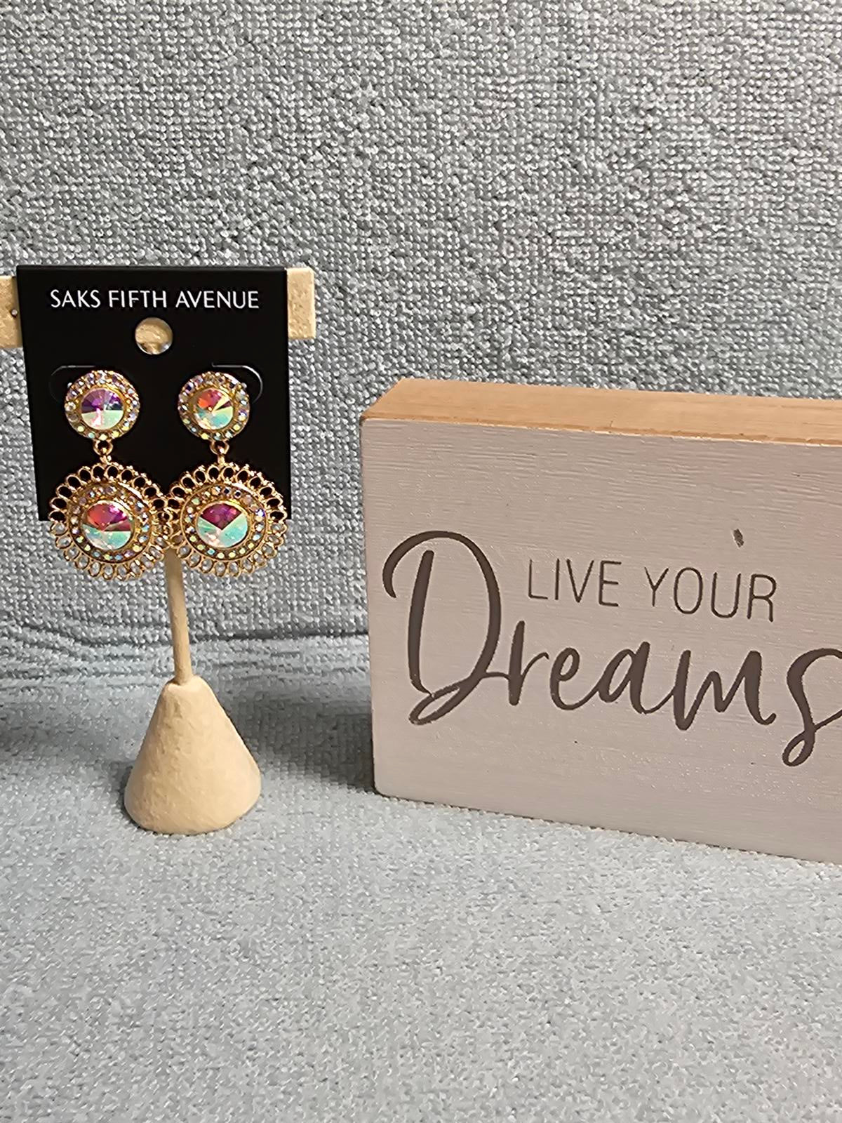 Shimmering Gold Crystal Earrings by Saks Fifth Avenue