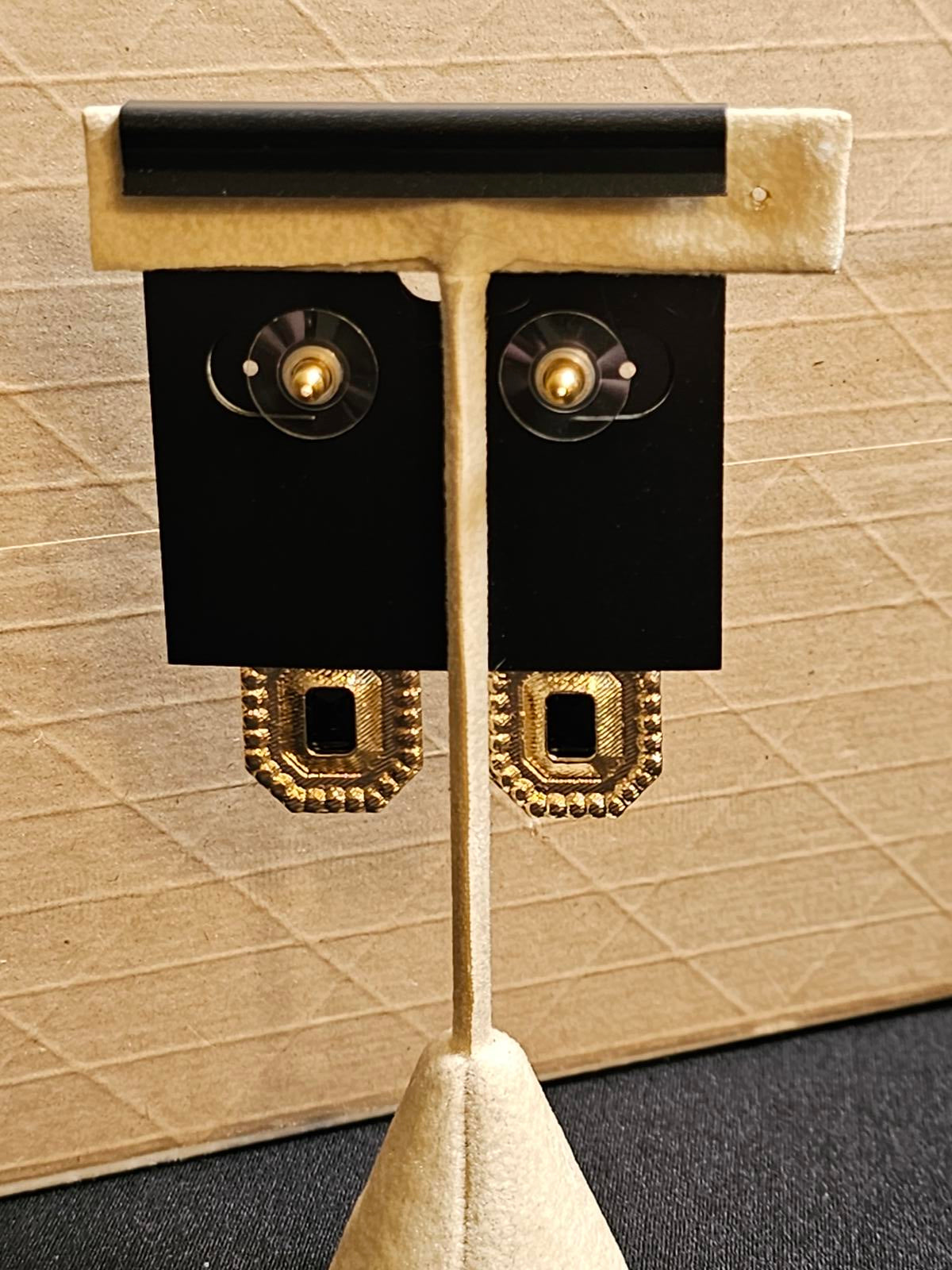 Saks Fifth Avenue Elegant Black & Gold Earrings