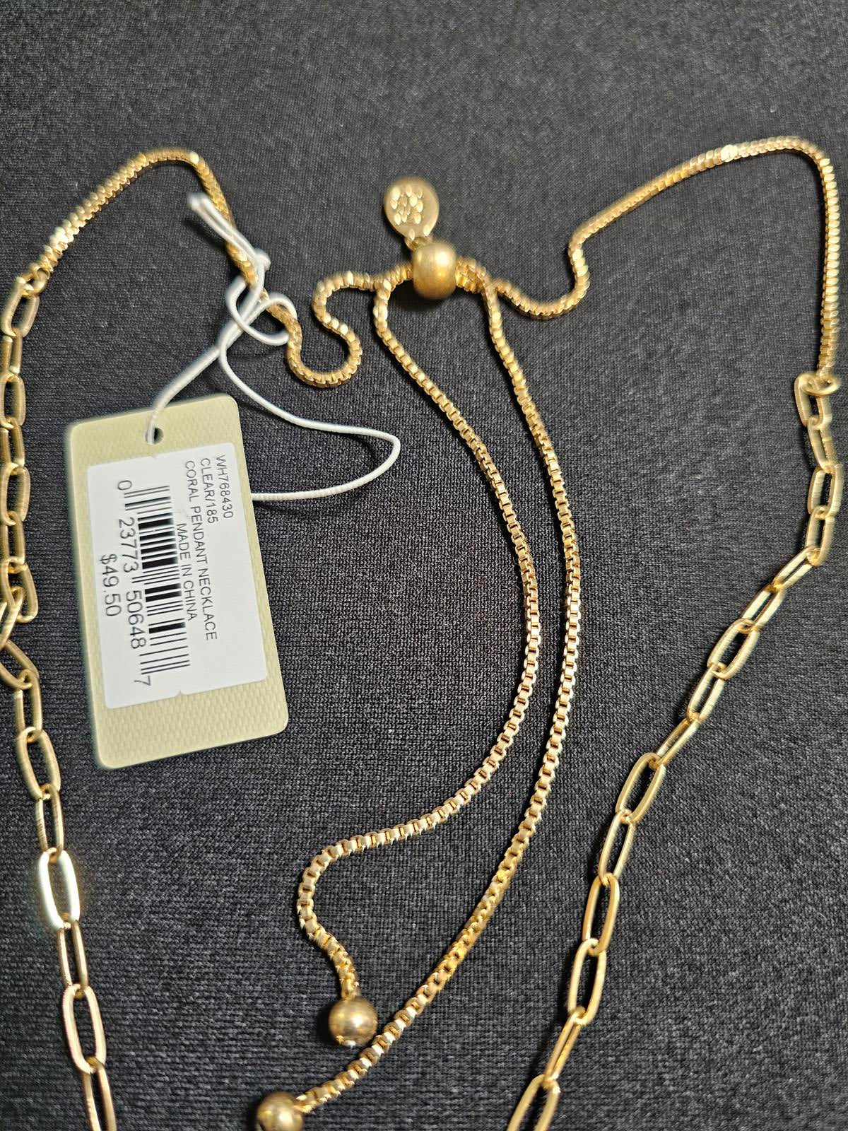 Elegant Gold Tone Coral Pendant Necklace