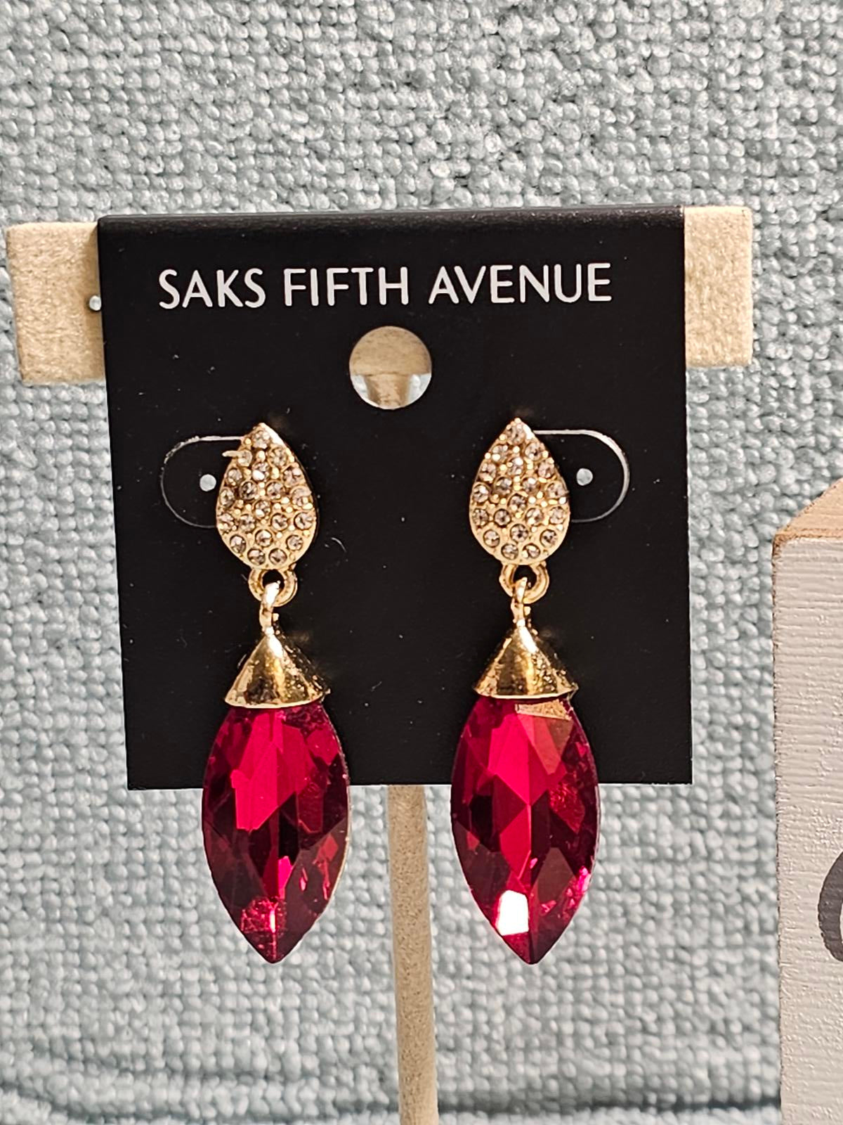 Saks Fifth Avenue Red Crystal Drop Earrings