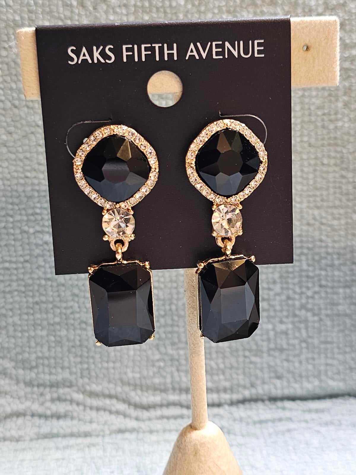 Elegant Black Drop Earrings by Saks Fifth Avenue
