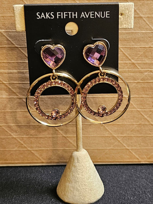 Saks Fifth Avenue Elegant Heart & Circle Earrings