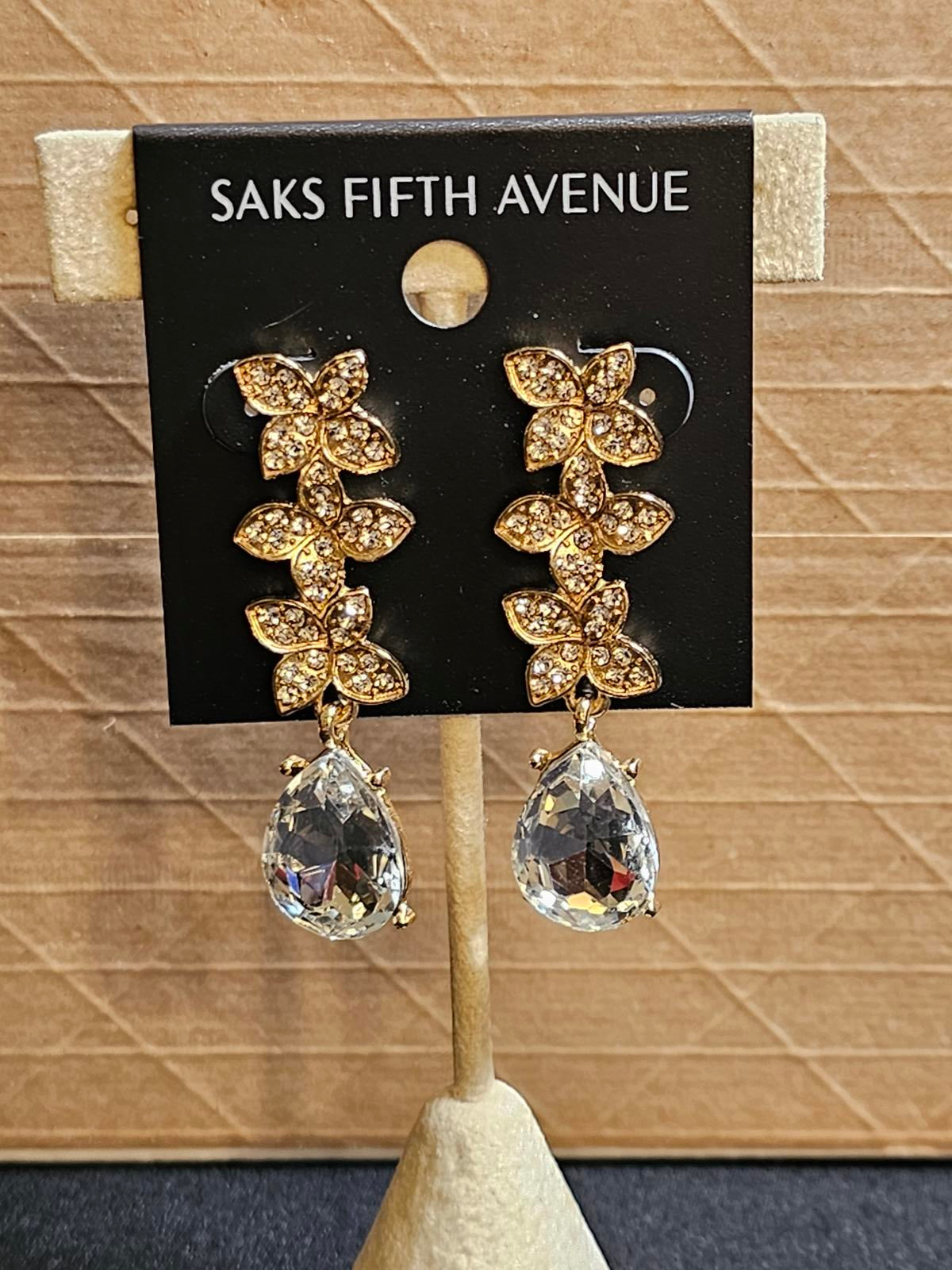 Saks Fifth Avenue Elegant Crystal Drop Earrings