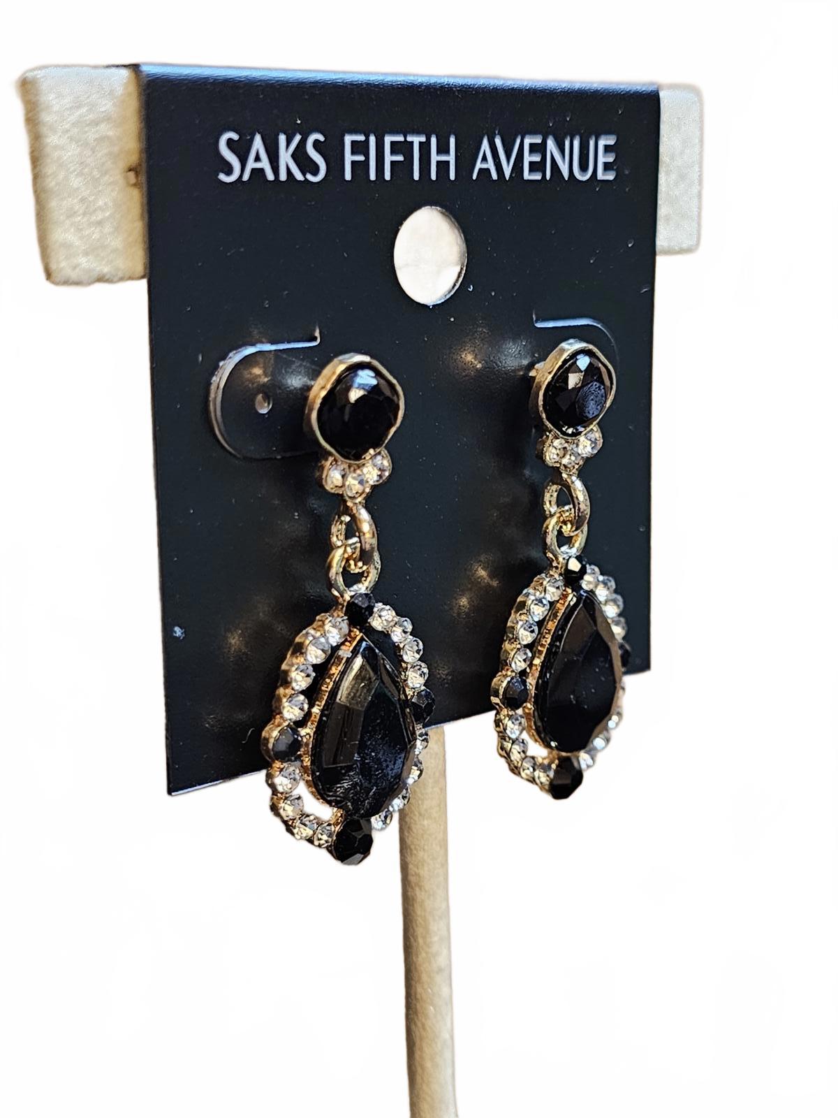 Saks Fifth Avenue Elegant Black Drop Earrings