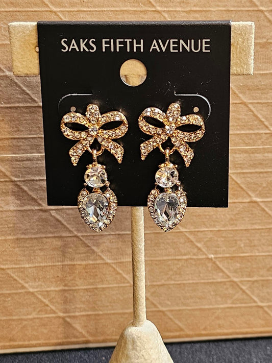 Saks Fifth Avenue Elegant Bow Earrings with Crystals