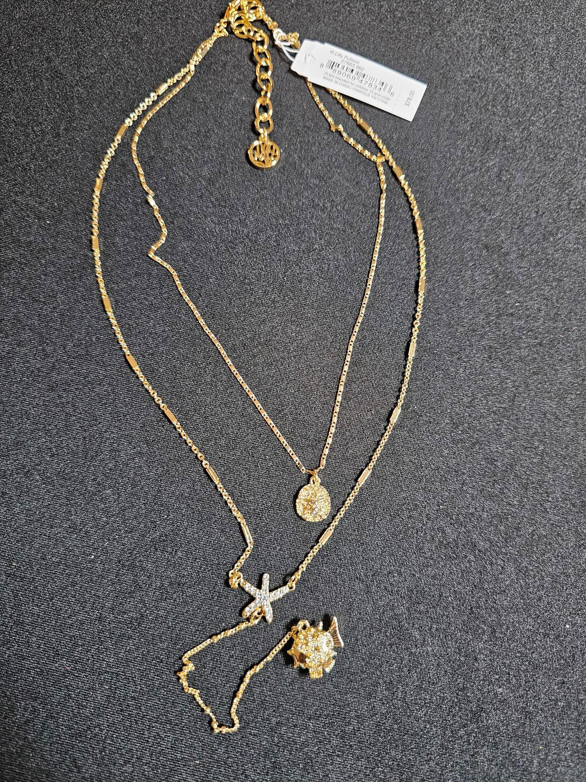 Lilly Pulitzer Gold Layered Necklace with Fish Pendant