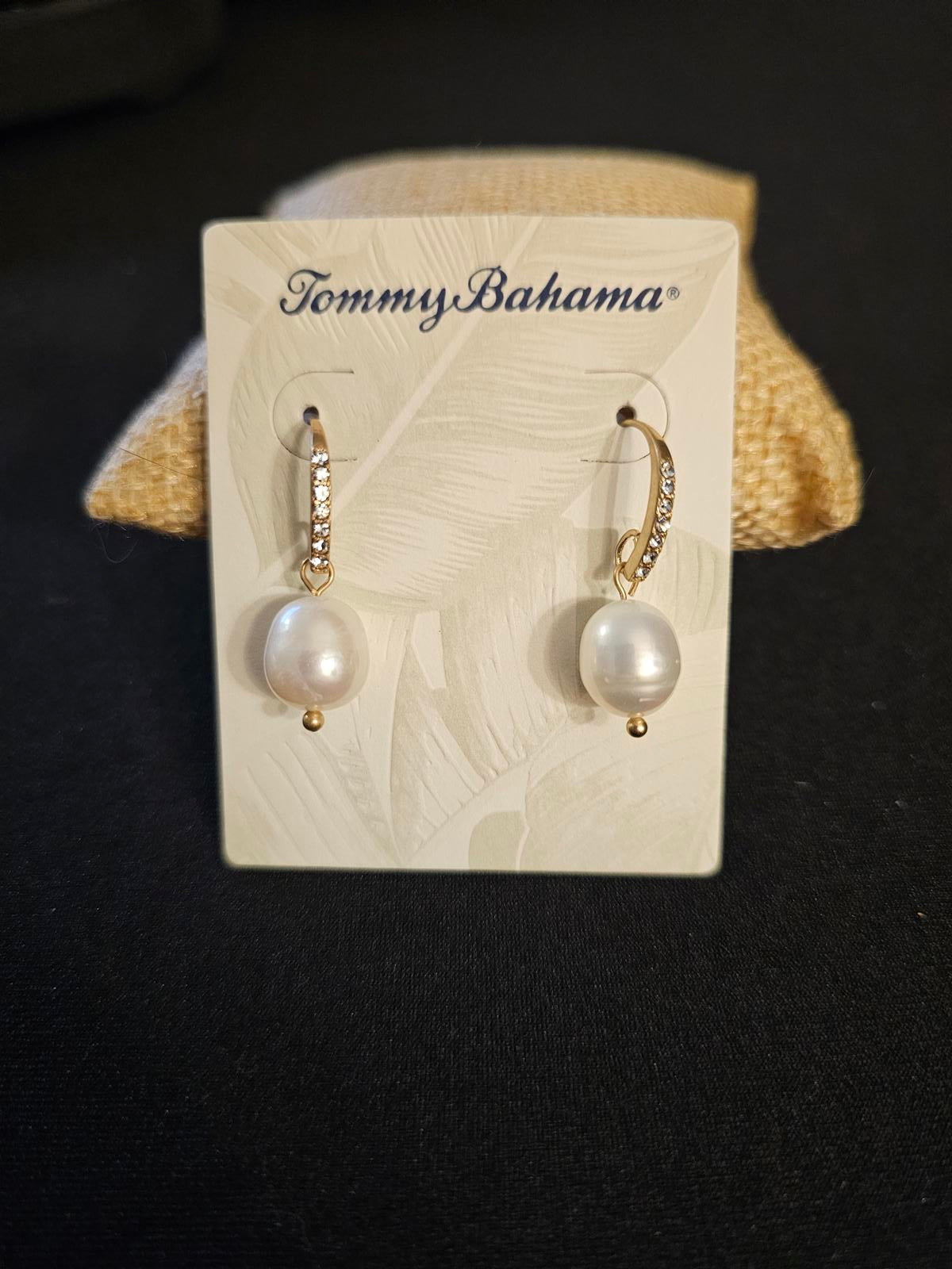 Tommy Bahama Pearl Drop Earrings with Sparkling Accents