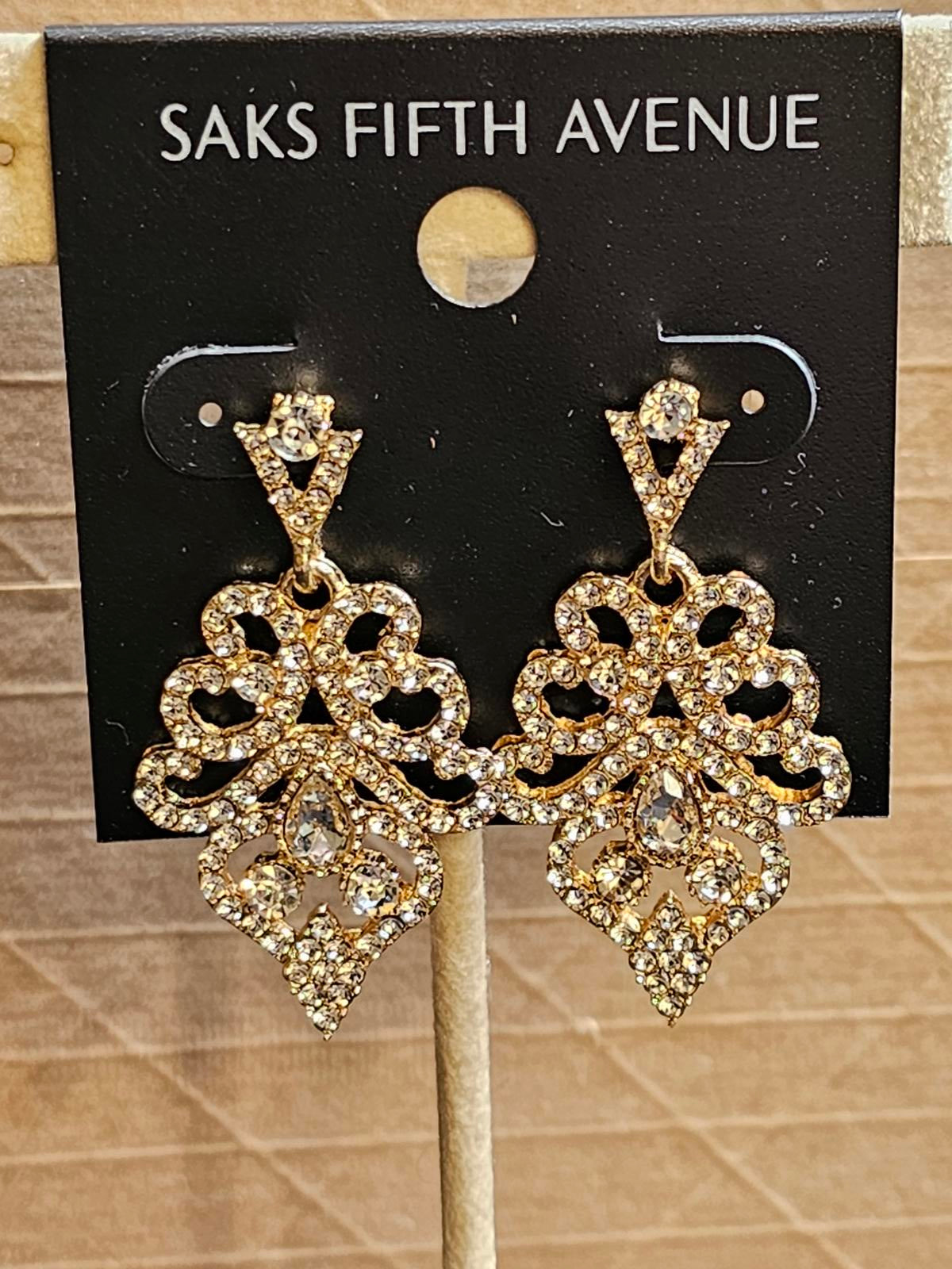 Elegant Rhinestone Earrings by Saks Fifth Avenue